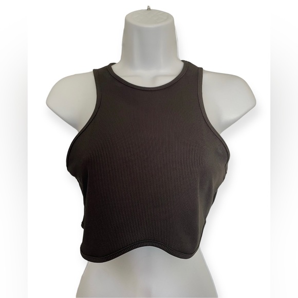 Black Rib Knit Racerback Crop Top - Picture 4 of 12